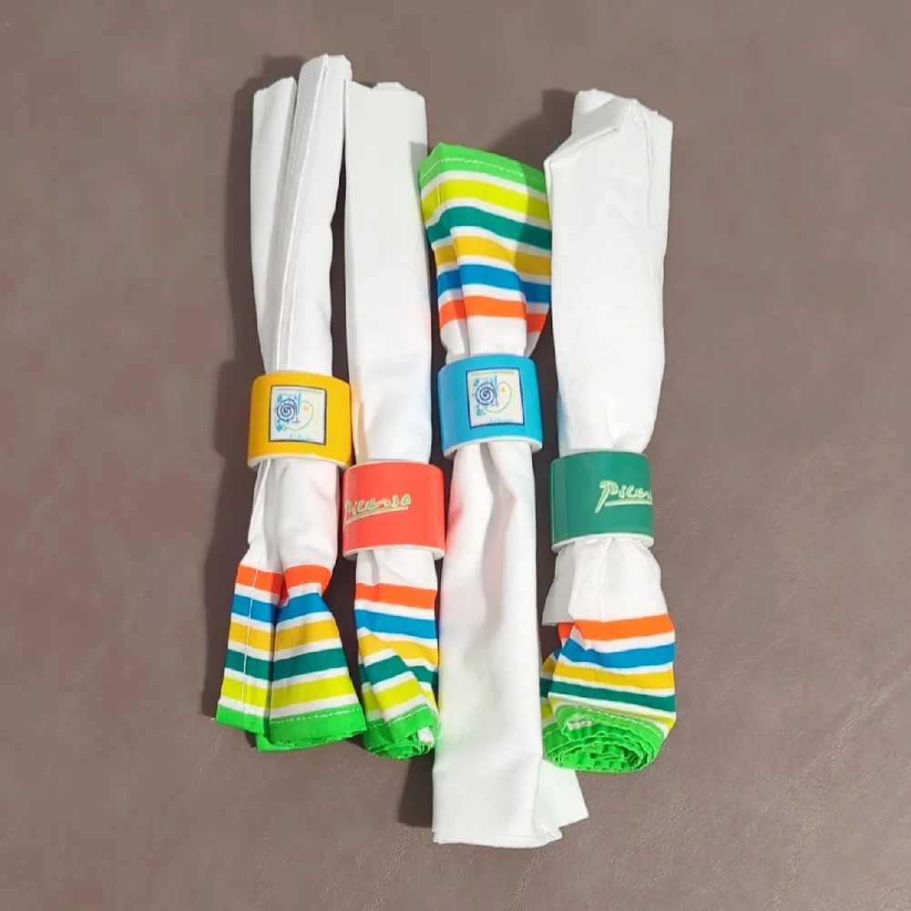 Set Of Picasso Ceramic Napkin Rings With Napkins 100% Cotton The Heart 1962